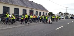 Group Cycle Photo Ardrahan Old Mile Stone Bikeride